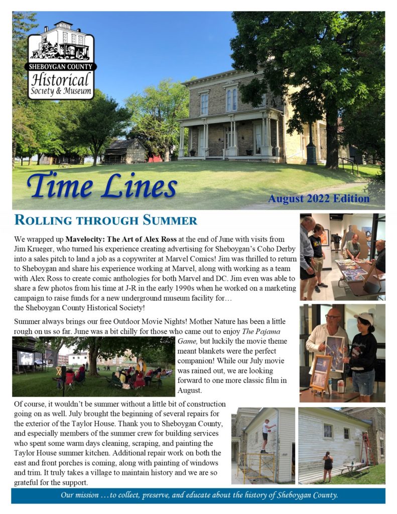 June Timelines, the newsletter of the Sheboygan County Historical Museum